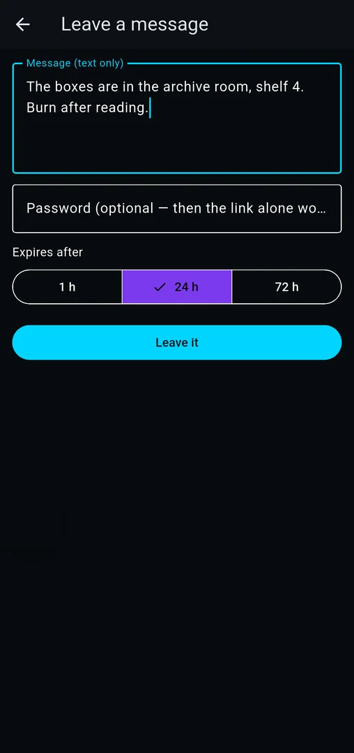 Dead Drop: writing a one-time note with an expiry